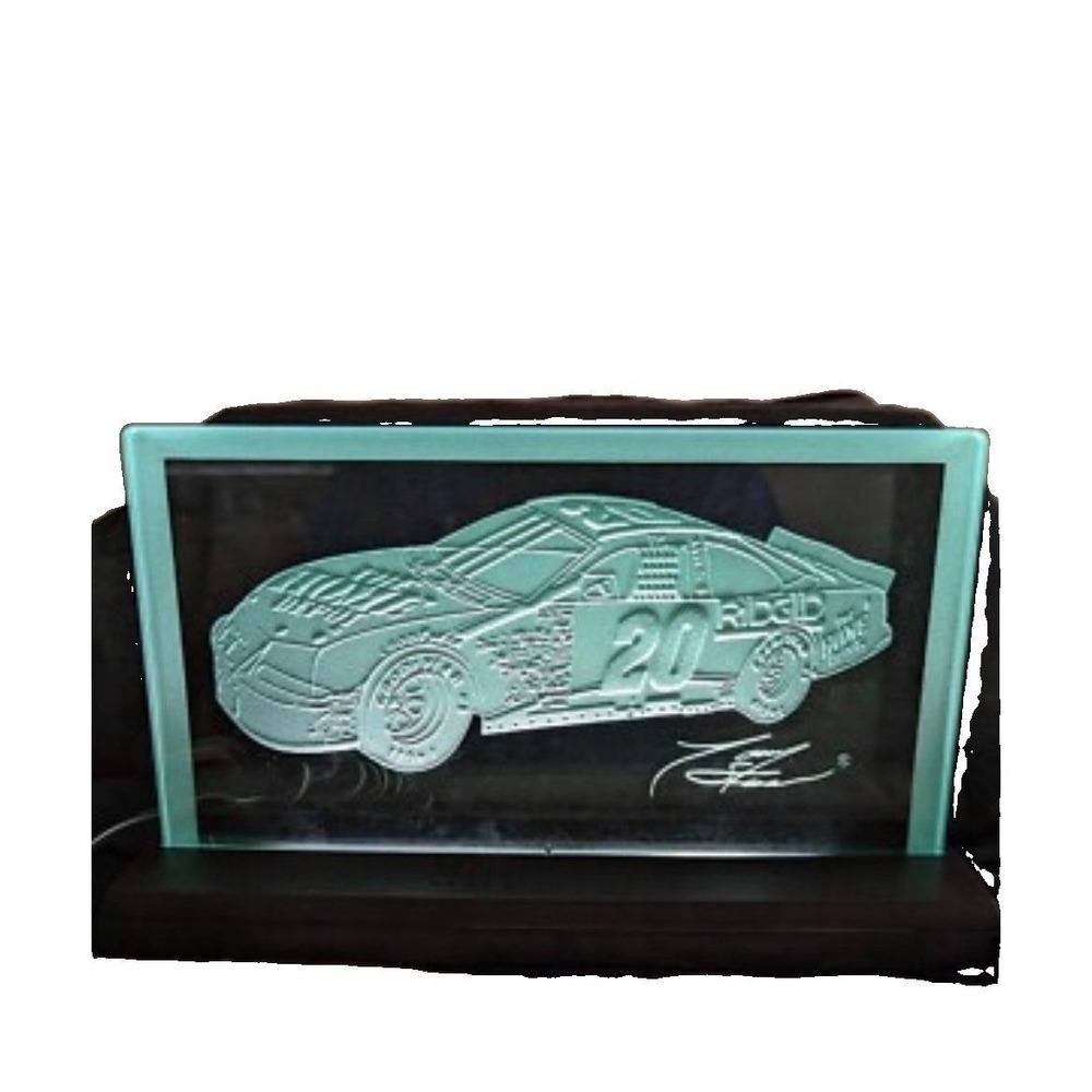 Tony Stewart #20 Home Depot Etched Glass Cube on Illuminated Base 1 of 1008